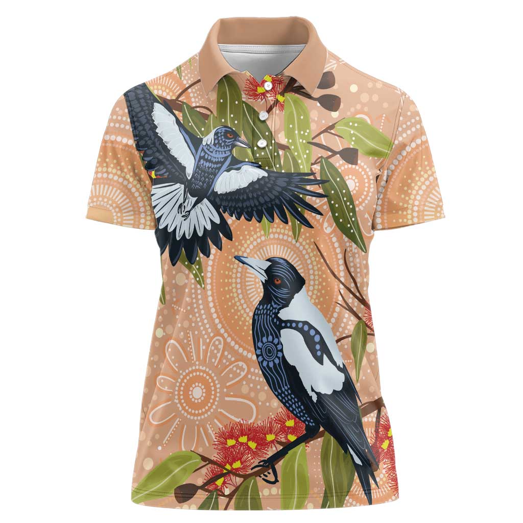Magpies On Eucalyptus Australia Aboriginal Women Polo Shirt - Aussie Hoodie