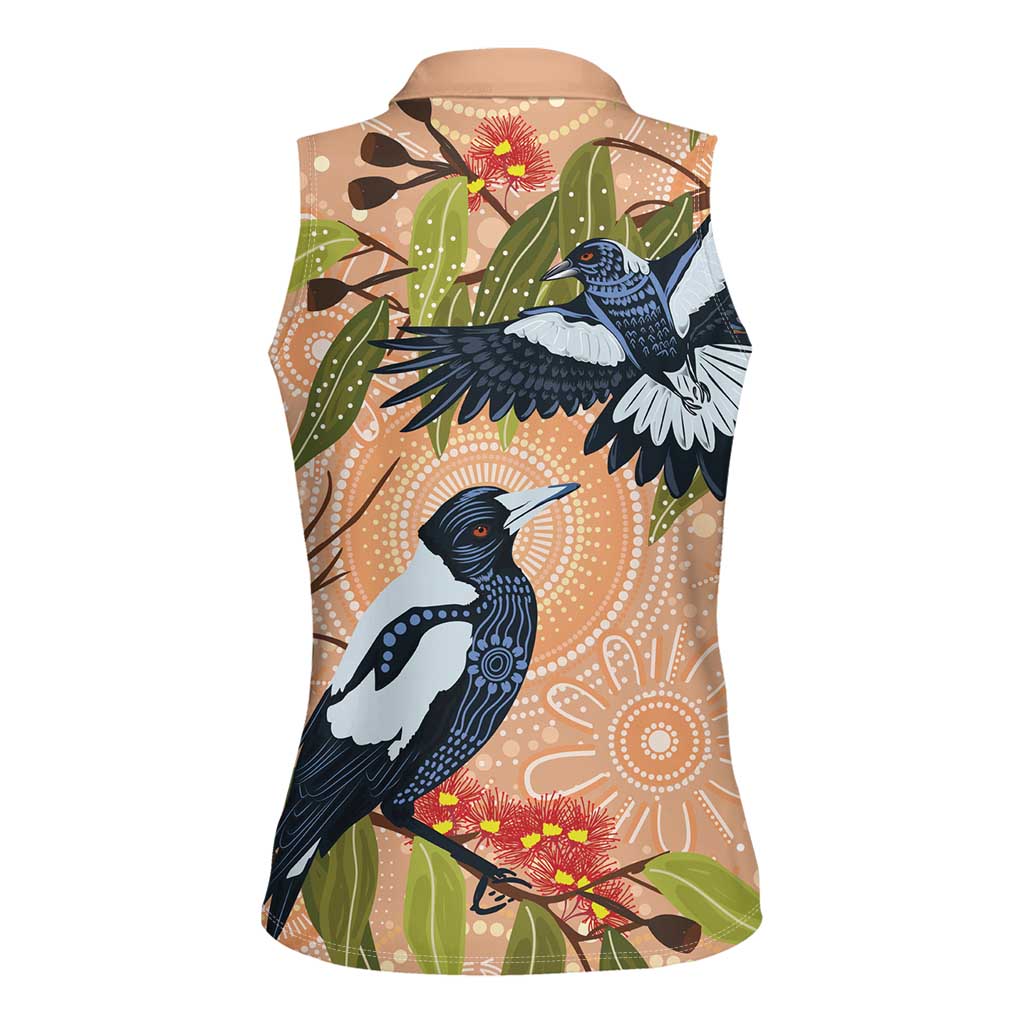 Magpies On Eucalyptus Australia Aboriginal Women Sleeveless Polo Shirt - Aussie Hoodie