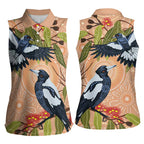 Magpies On Eucalyptus Australia Aboriginal Women Sleeveless Polo Shirt - Aussie Hoodie