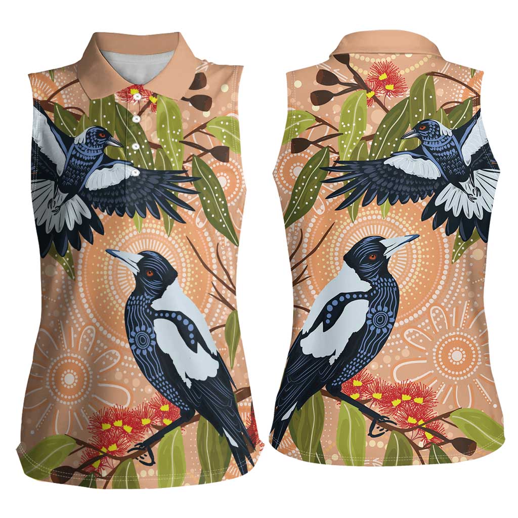 Magpies On Eucalyptus Australia Aboriginal Women Sleeveless Polo Shirt - Aussie Hoodie