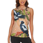 Magpies On Eucalyptus Australia Aboriginal Women Sleeveless Polo Shirt - Aussie Hoodie