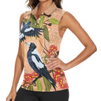 Magpies On Eucalyptus Australia Aboriginal Women Sleeveless Polo Shirt - Aussie Hoodie