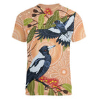 Magpies On Eucalyptus Australia Aboriginal Women V-Neck T-Shirt - Aussie Hoodie