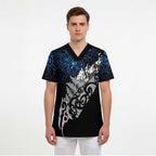 Maori Matariki Scrub Top Landscape Styled Fern - Galaxy - Aussie Hoodie