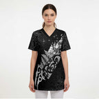 Maori Matariki Scrub Top Landscape Styled Fern - Monochrome - Aussie Hoodie