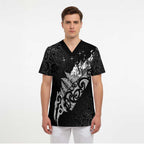 Maori Matariki Scrub Top Landscape Styled Fern - Monochrome - Aussie Hoodie