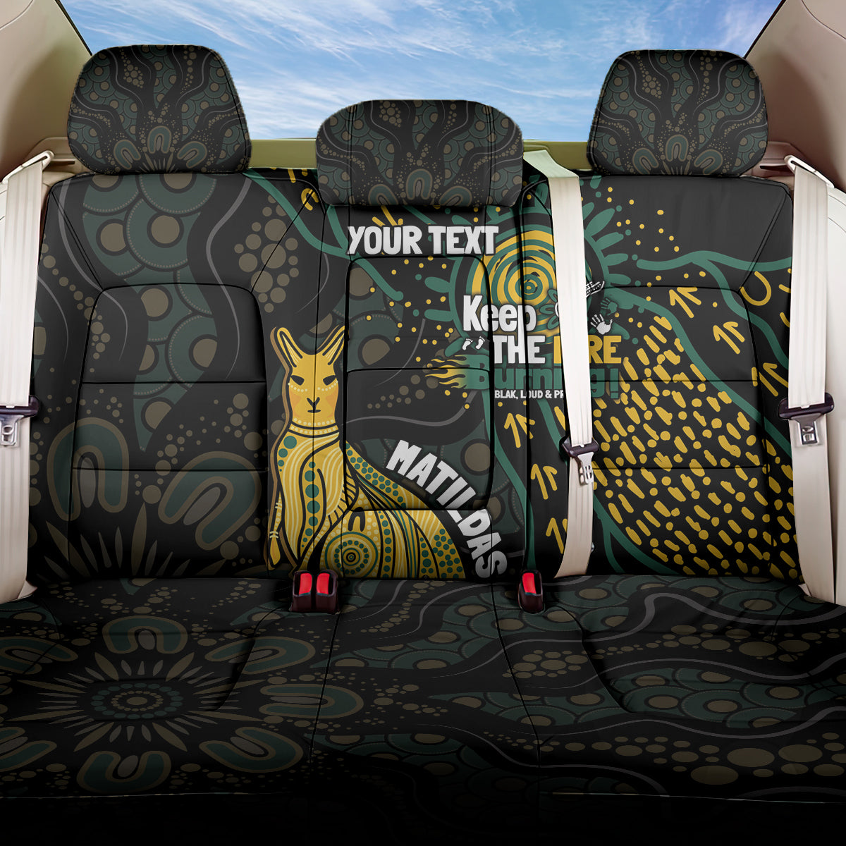 Australia Matildas Indigenous Back Car Seat Cover NAIDOC 2024 Keep The Fire Burning