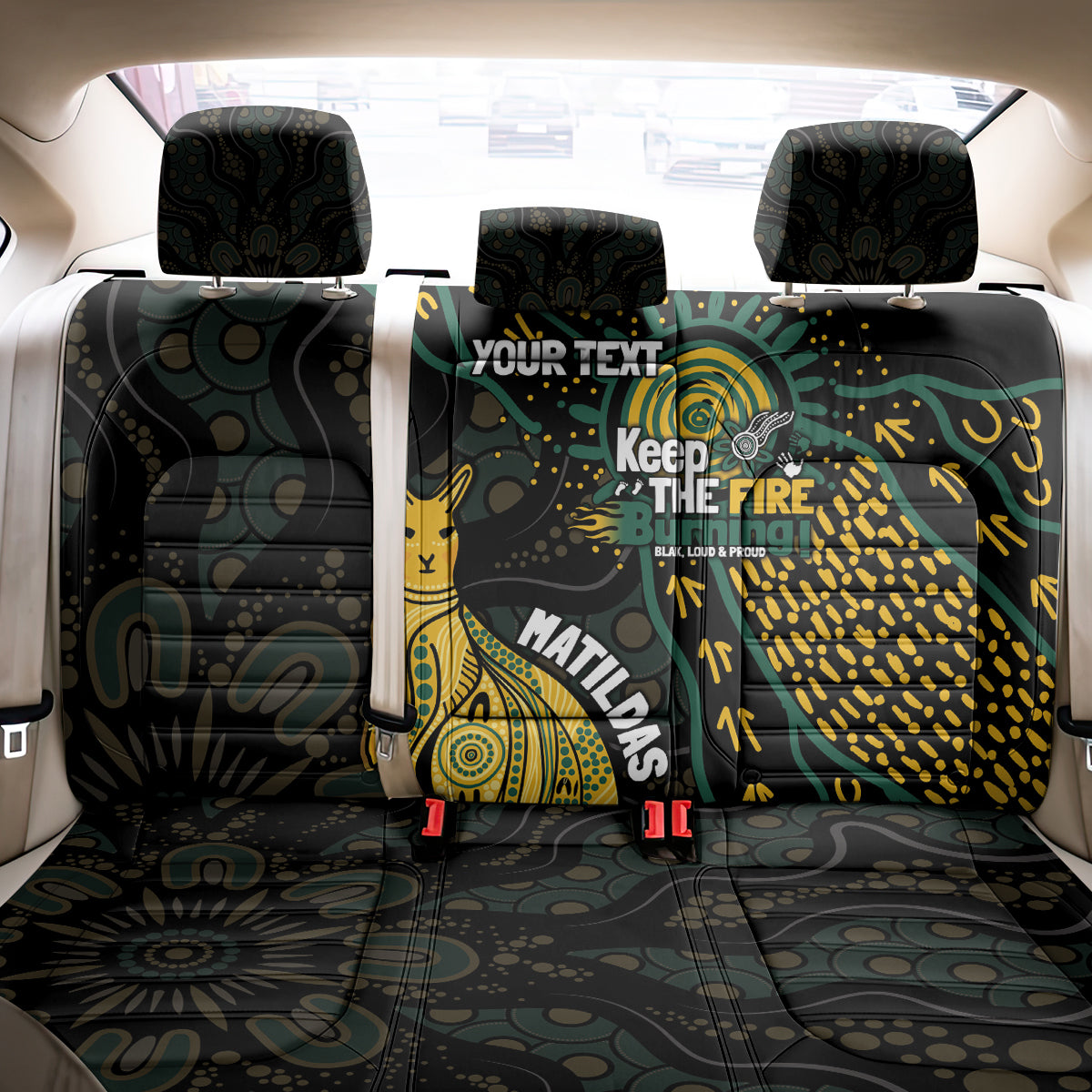 Australia Matildas Indigenous Back Car Seat Cover NAIDOC 2024 Keep The Fire Burning