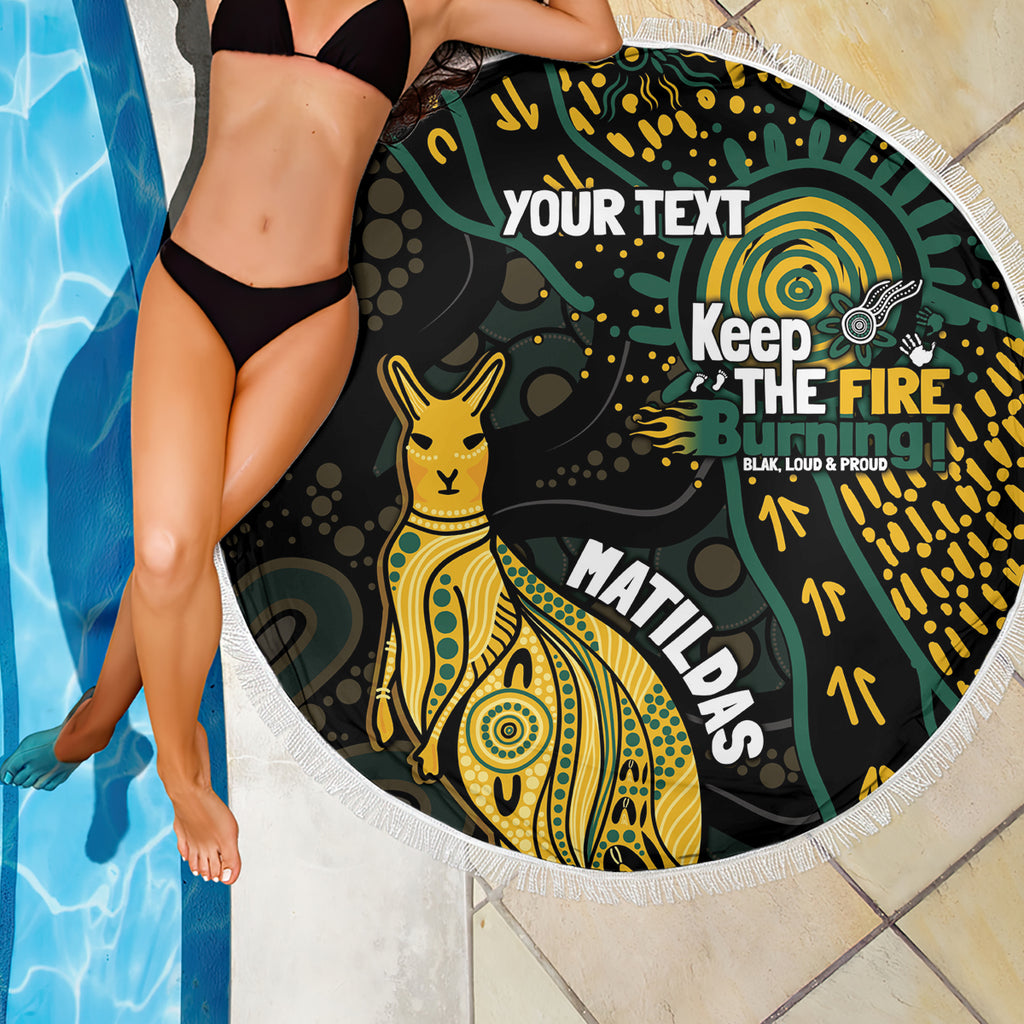 Australia Matildas Indigenous Beach Blanket NAIDOC 2024 Keep The Fire Burning
