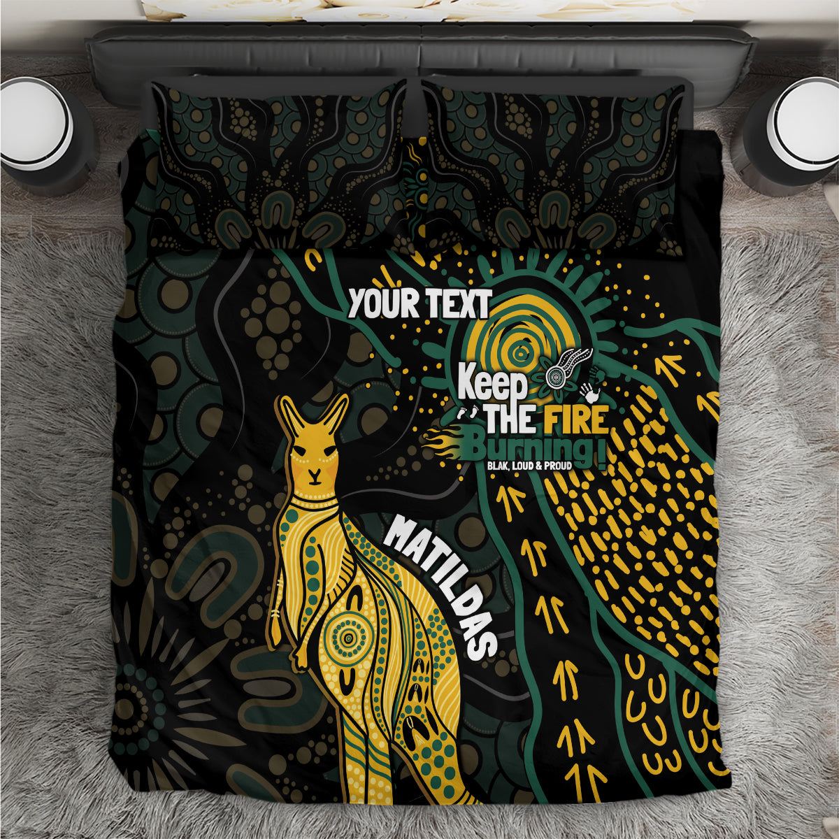 Australia Matildas Indigenous Bedding Set NAIDOC 2024 Keep The Fire Burning