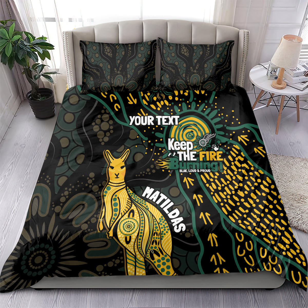Australia Matildas Indigenous Bedding Set NAIDOC 2024 Keep The Fire Burning
