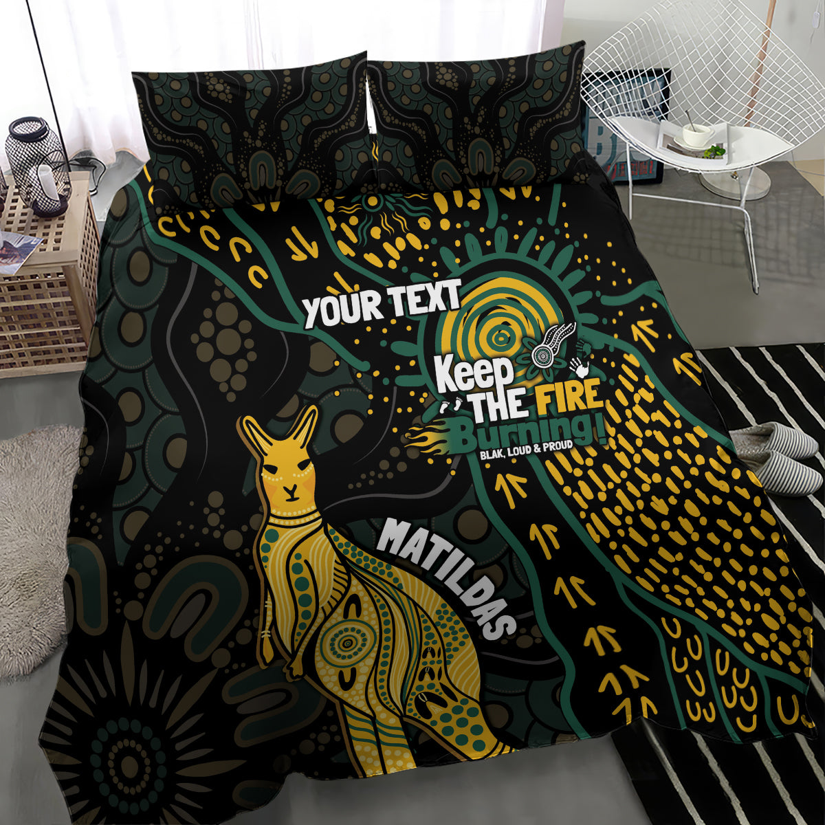 Australia Matildas Indigenous Bedding Set NAIDOC 2024 Keep The Fire Burning