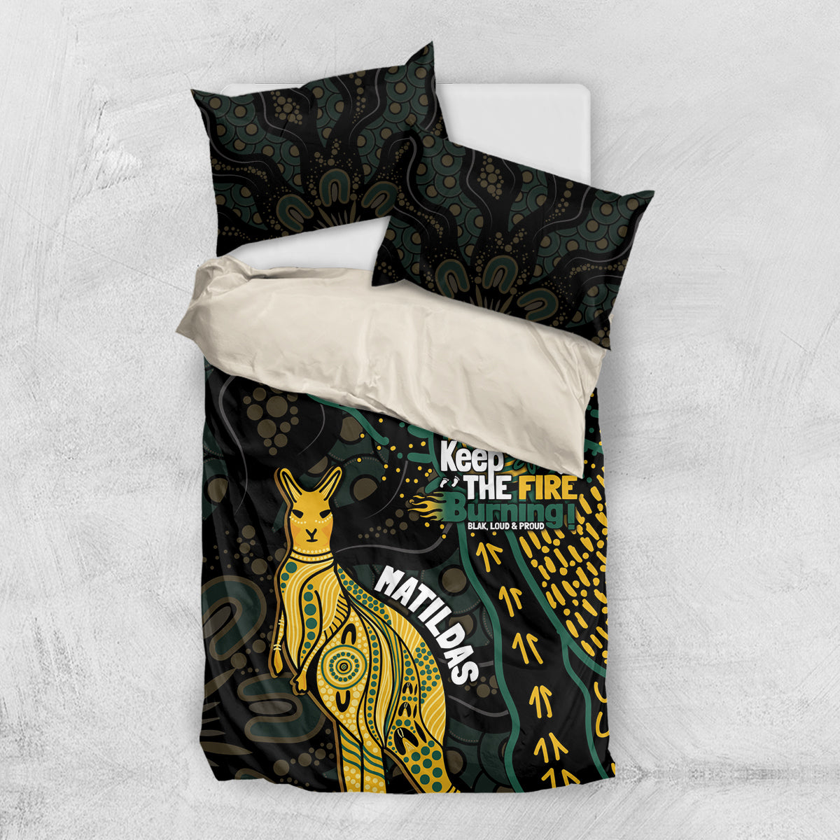 Australia Matildas Indigenous Bedding Set NAIDOC 2024 Keep The Fire Burning