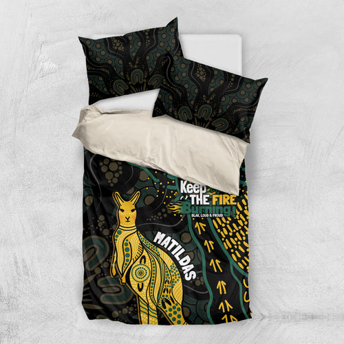 Australia Matildas Indigenous Bedding Set NAIDOC 2024 Keep The Fire Burning