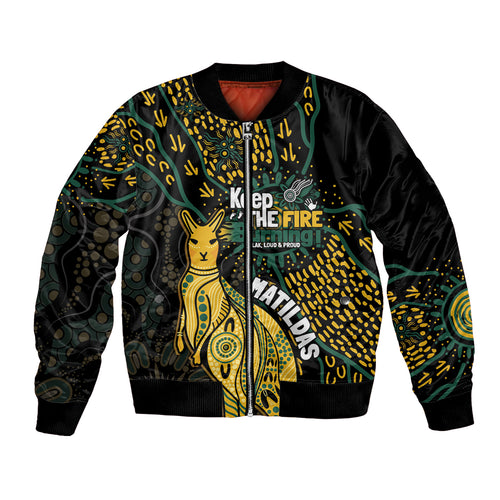 Australia Matildas Indigenous Bomber Jacket NAIDOC 2024 Keep The Fire Burning