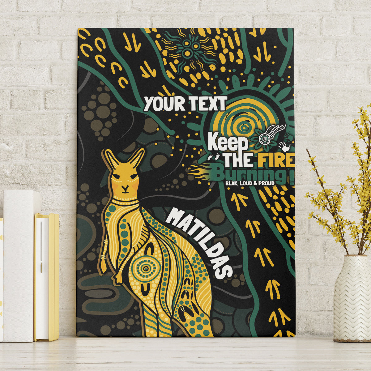 Australia Matildas Indigenous Canvas Wall Art NAIDOC 2024 Keep The Fire Burning