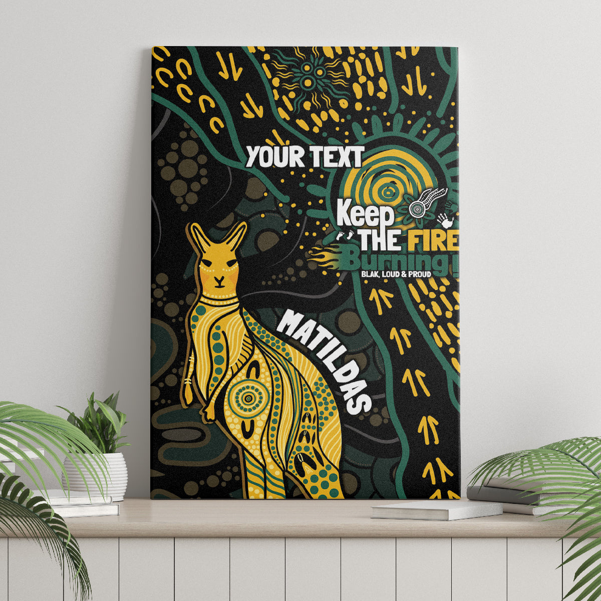 Australia Matildas Indigenous Canvas Wall Art NAIDOC 2024 Keep The Fire Burning