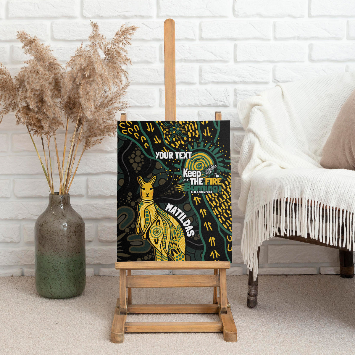 Australia Matildas Indigenous Canvas Wall Art NAIDOC 2024 Keep The Fire Burning