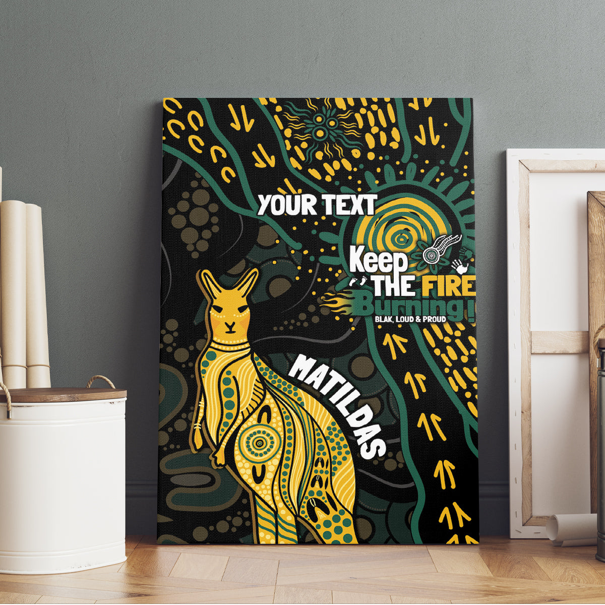 Australia Matildas Indigenous Canvas Wall Art NAIDOC 2024 Keep The Fire Burning