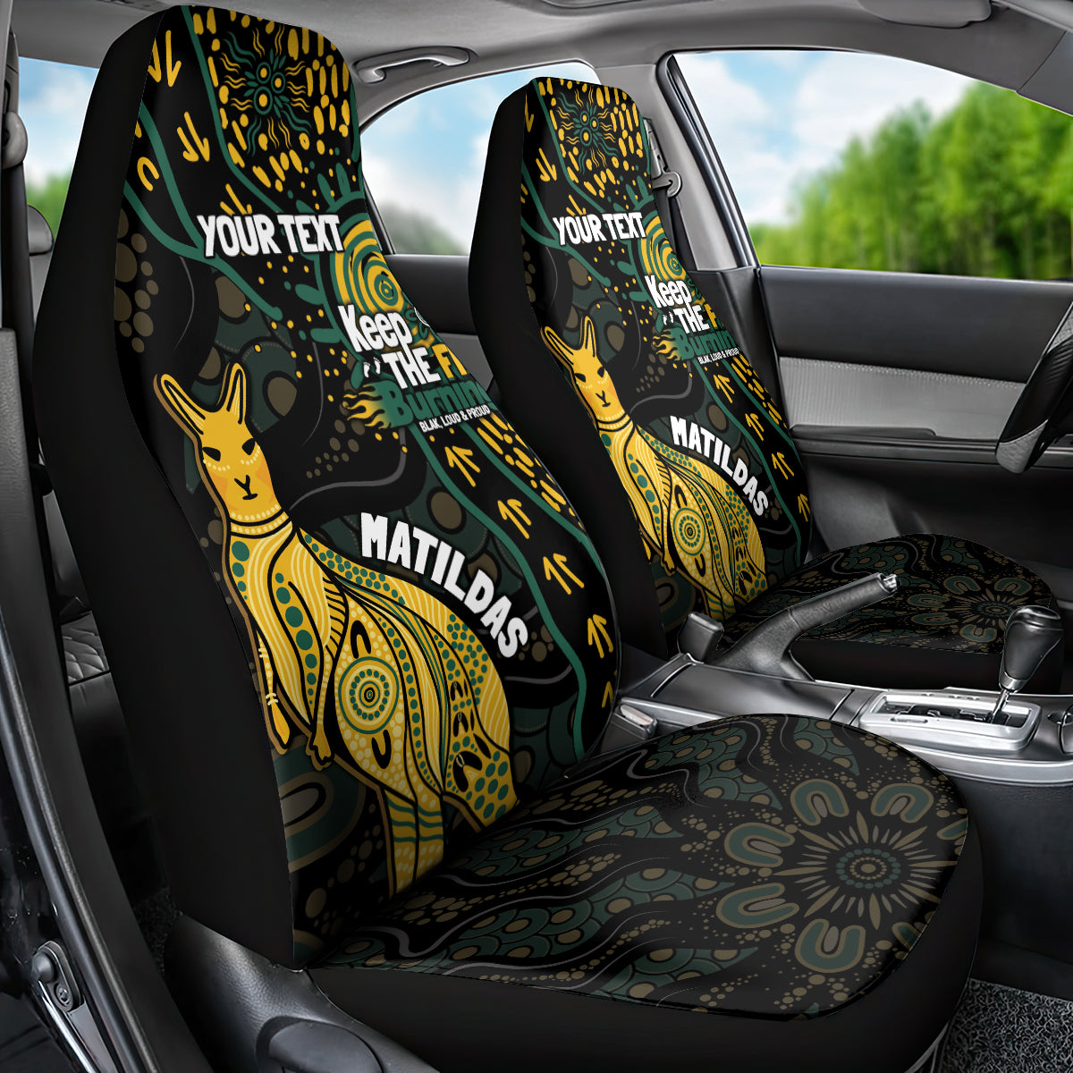Australia Matildas Indigenous Car Seat Cover NAIDOC 2024 Keep The Fire Burning
