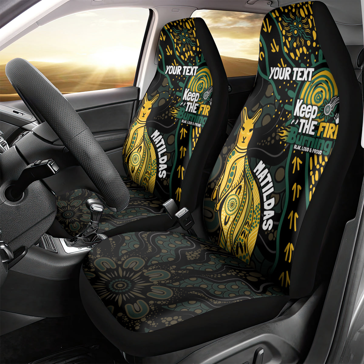 Australia Matildas Indigenous Car Seat Cover NAIDOC 2024 Keep The Fire Burning