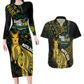 Australia Matildas Indigenous Couples Matching Long Sleeve Bodycon Dress and Hawaiian Shirt NAIDOC 2024 Keep The Fire Burning