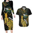 Australia Matildas Indigenous Couples Matching Long Sleeve Bodycon Dress and Hawaiian Shirt NAIDOC 2024 Keep The Fire Burning