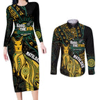 Australia Matildas Indigenous Couples Matching Long Sleeve Bodycon Dress and Long Sleeve Button Shirt NAIDOC 2024 Keep The Fire Burning
