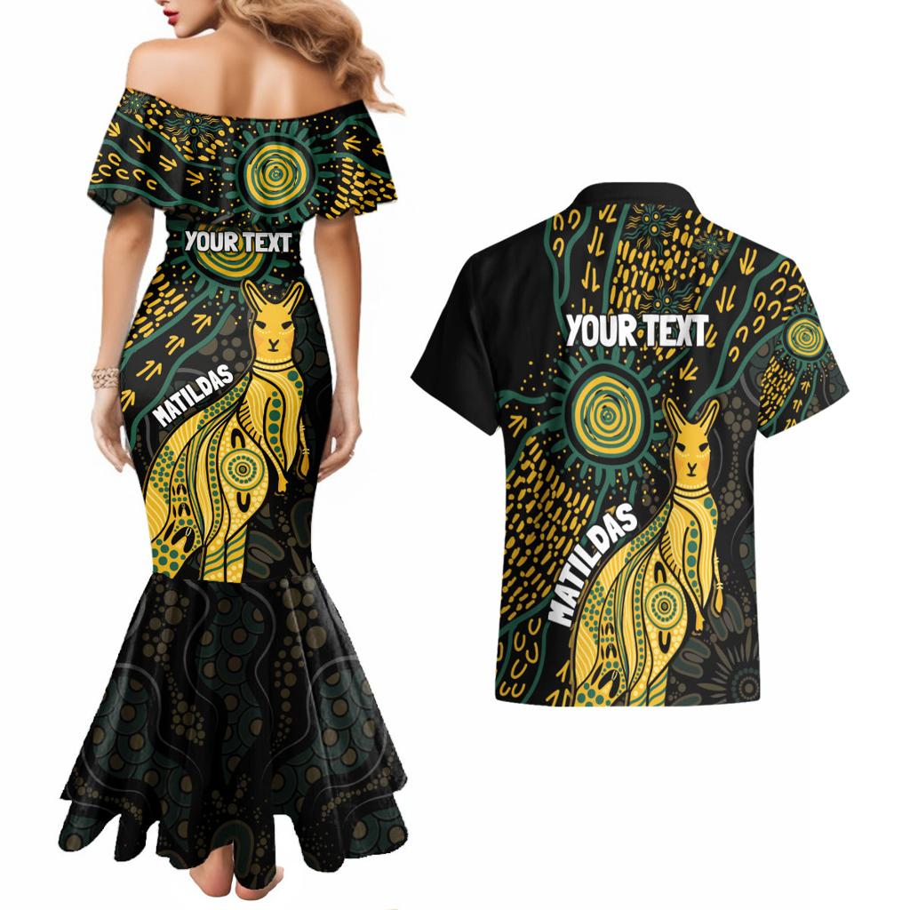 Australia Matildas Indigenous Couples Matching Mermaid Dress and Hawaiian Shirt NAIDOC 2024 Keep The Fire Burning