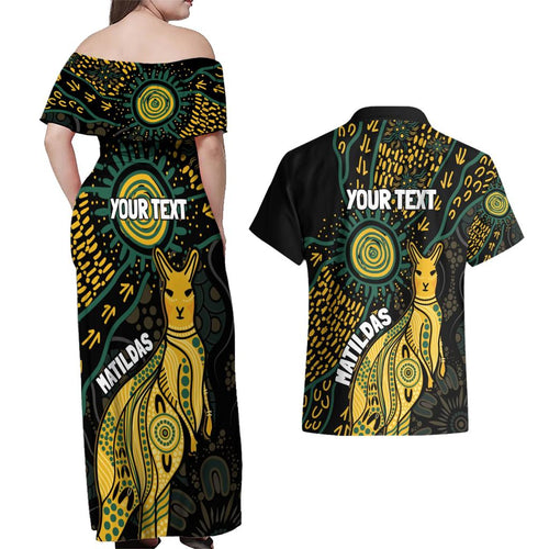 Australia Matildas Indigenous Couples Matching Off Shoulder Maxi Dress and Hawaiian Shirt NAIDOC 2024 Keep The Fire Burning