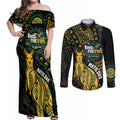 Australia Matildas Indigenous Couples Matching Off Shoulder Maxi Dress and Long Sleeve Button Shirt NAIDOC 2024 Keep The Fire Burning