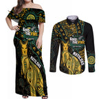 Australia Matildas Indigenous Couples Matching Off Shoulder Maxi Dress and Long Sleeve Button Shirt NAIDOC 2024 Keep The Fire Burning