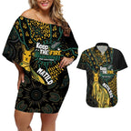 Australia Matildas Indigenous Couples Matching Off Shoulder Short Dress and Hawaiian Shirt NAIDOC 2024 Keep The Fire Burning