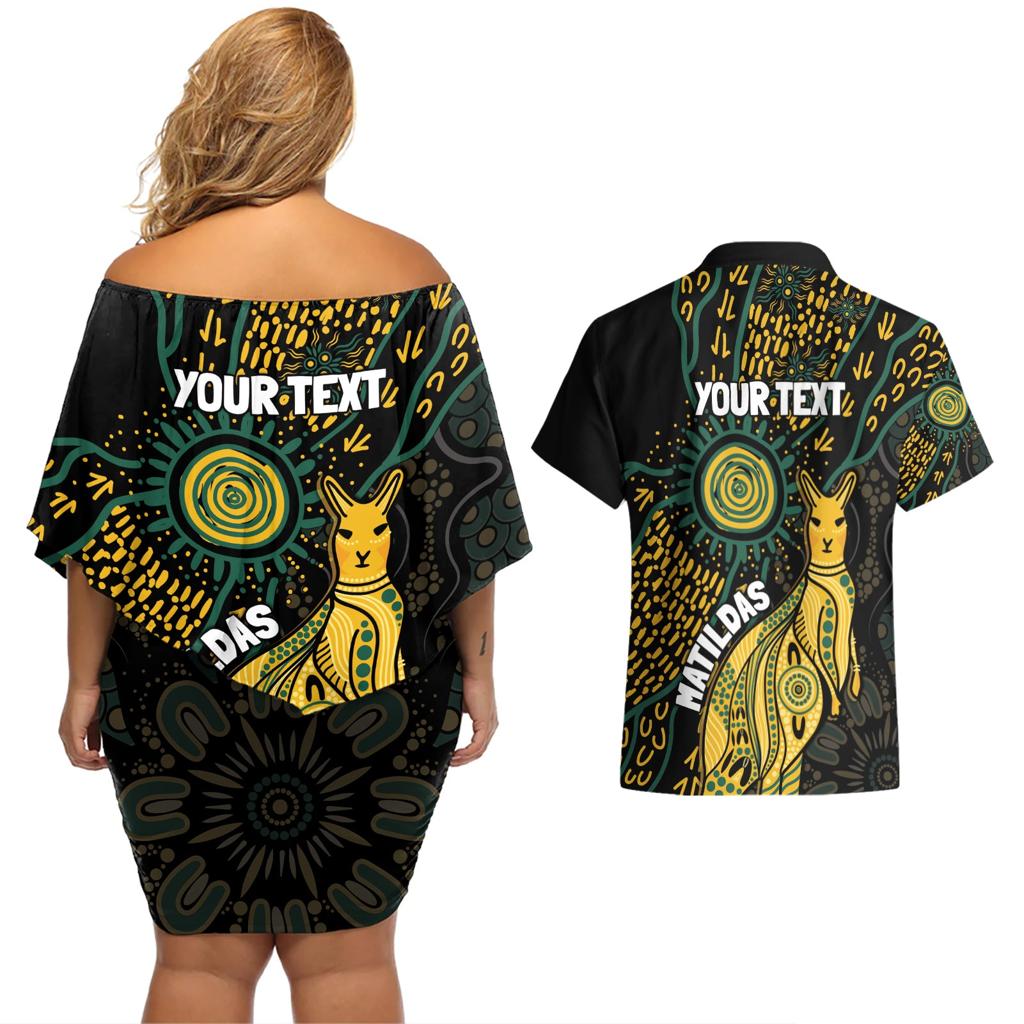 Australia Matildas Indigenous Couples Matching Off Shoulder Short Dress and Hawaiian Shirt NAIDOC 2024 Keep The Fire Burning