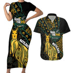 Australia Matildas Indigenous Couples Matching Short Sleeve Bodycon Dress and Hawaiian Shirt NAIDOC 2024 Keep The Fire Burning