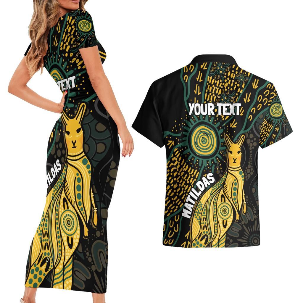 Australia Matildas Indigenous Couples Matching Short Sleeve Bodycon Dress and Hawaiian Shirt NAIDOC 2024 Keep The Fire Burning