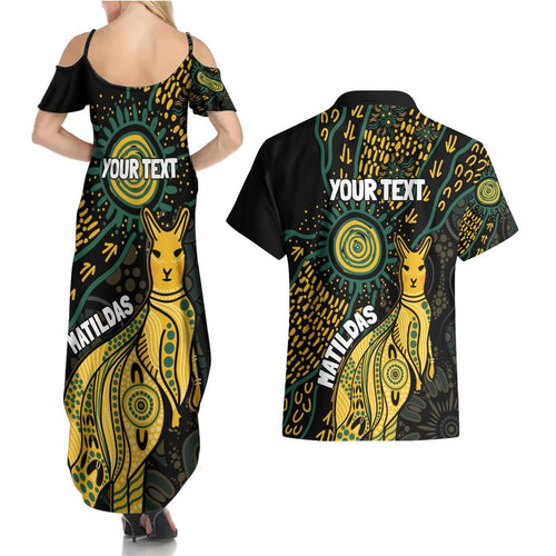 Australia Matildas Indigenous Couples Matching Summer Maxi Dress and Hawaiian Shirt NAIDOC 2024 Keep The Fire Burning