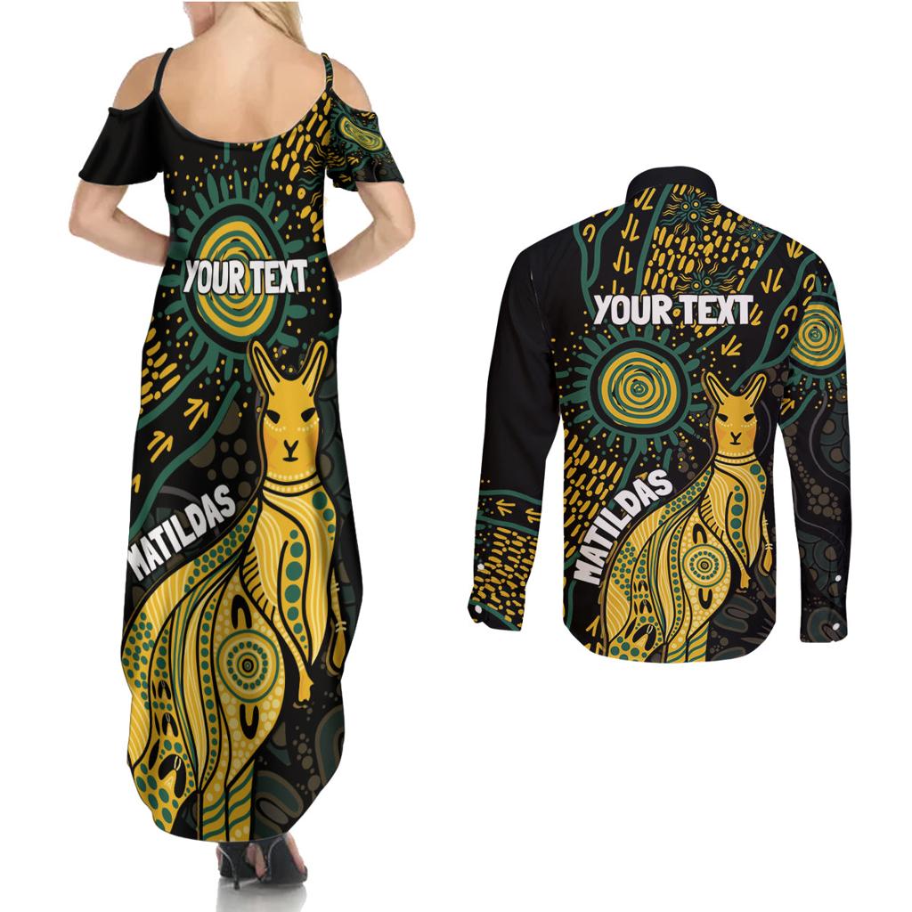 Australia Matildas Indigenous Couples Matching Summer Maxi Dress and Long Sleeve Button Shirt NAIDOC 2024 Keep The Fire Burning