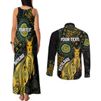 Australia Matildas Indigenous Couples Matching Tank Maxi Dress and Long Sleeve Button Shirt NAIDOC 2024 Keep The Fire Burning