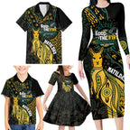 Australia Matildas Indigenous Family Matching Long Sleeve Bodycon Dress and Hawaiian Shirt NAIDOC 2024 Keep The Fire Burning