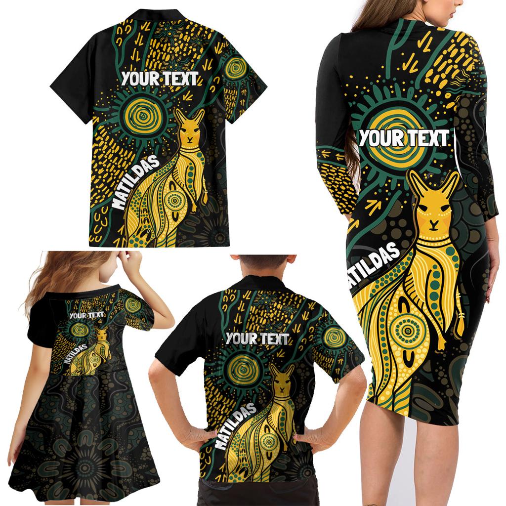 Australia Matildas Indigenous Family Matching Long Sleeve Bodycon Dress and Hawaiian Shirt NAIDOC 2024 Keep The Fire Burning