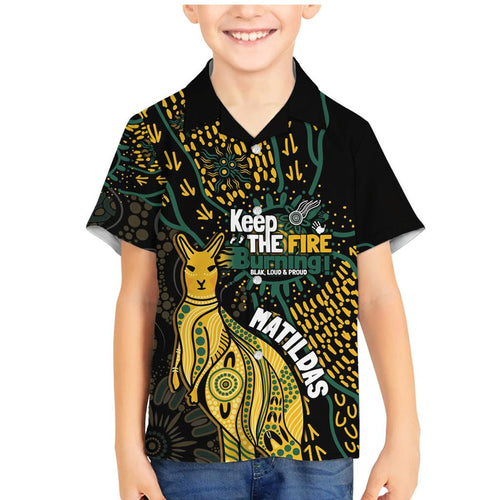 Australia Matildas Indigenous Family Matching Mermaid Dress and Hawaiian Shirt NAIDOC 2024 Keep The Fire Burning