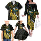 Australia Matildas Indigenous Family Matching Off The Shoulder Long Sleeve Dress and Hawaiian Shirt NAIDOC 2024 Keep The Fire Burning