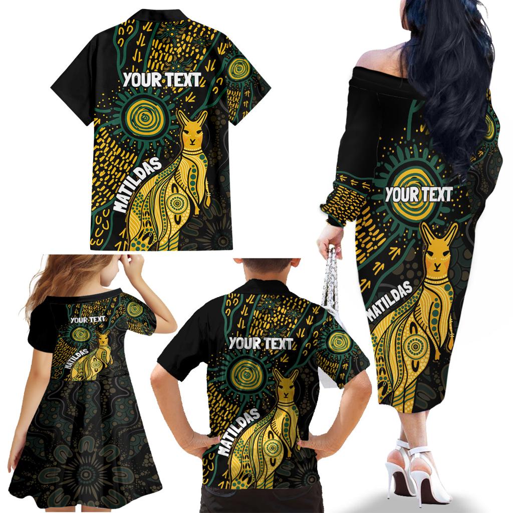 Australia Matildas Indigenous Family Matching Off The Shoulder Long Sleeve Dress and Hawaiian Shirt NAIDOC 2024 Keep The Fire Burning