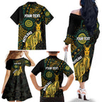 Australia Matildas Indigenous Family Matching Off The Shoulder Long Sleeve Dress and Hawaiian Shirt NAIDOC 2024 Keep The Fire Burning