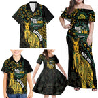 Australia Matildas Indigenous Family Matching Off Shoulder Maxi Dress and Hawaiian Shirt NAIDOC 2024 Keep The Fire Burning