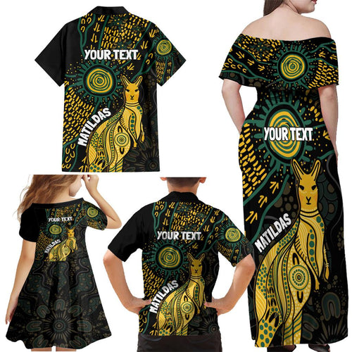 Australia Matildas Indigenous Family Matching Off Shoulder Maxi Dress and Hawaiian Shirt NAIDOC 2024 Keep The Fire Burning