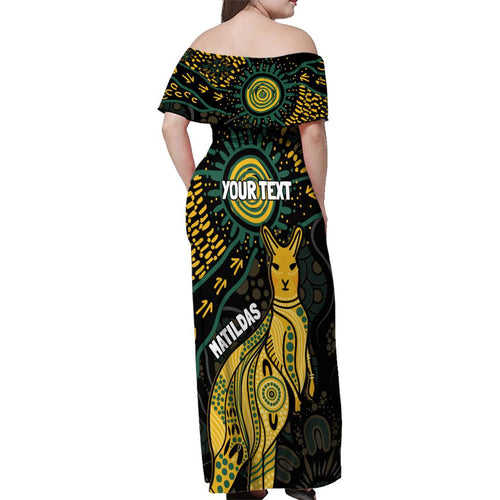 Australia Matildas Indigenous Family Matching Off Shoulder Maxi Dress and Hawaiian Shirt NAIDOC 2024 Keep The Fire Burning