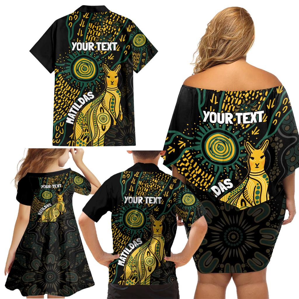Australia Matildas Indigenous Family Matching Off Shoulder Short Dress and Hawaiian Shirt NAIDOC 2024 Keep The Fire Burning
