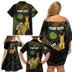 Australia Matildas Indigenous Family Matching Off Shoulder Short Dress and Hawaiian Shirt NAIDOC 2024 Keep The Fire Burning